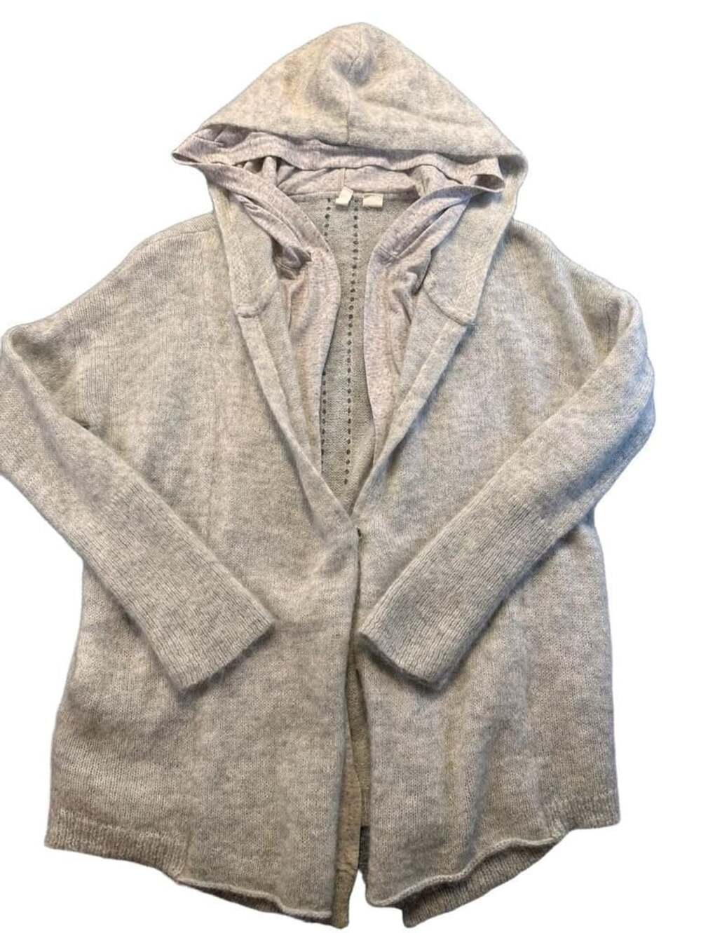 Moth Anthropologie Hooded Layered Cardigan Sweater Size S Gray Alpaca Blend Cozy